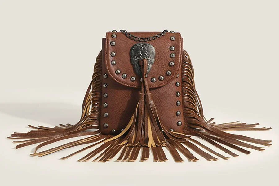 Skull-Decorated Fringe Bag